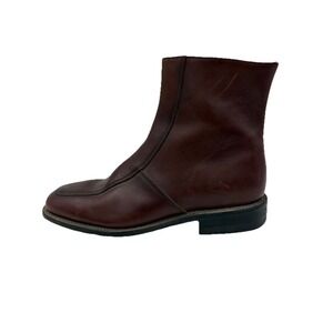 Executive Imperials Leather Ankle Dress Boots Men 12EE Wide Brown Burgundy Zip
